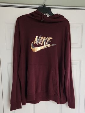 Nike Maroon Pullover Hoodie with White Swoosh